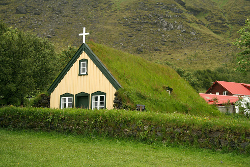 Wooden church in the Hof farm, Iceland