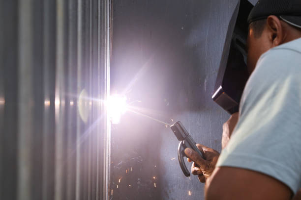 istock Man at work - welding metal details 664545338