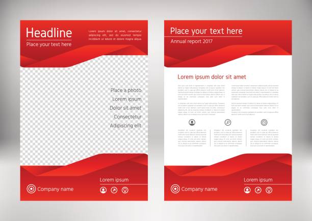 Red annual report brochure design template. Business flyer, leaflet. vector art illustration