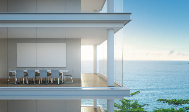 Outdoor balcony deck and beautiful sea view.