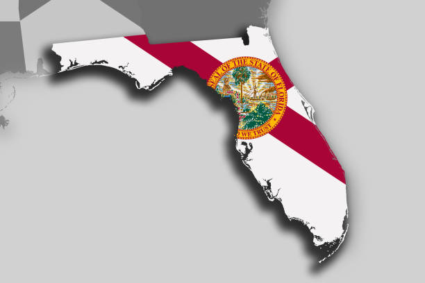 Florida Map And Flag Stock Download Image Now Florida Map And Flag 