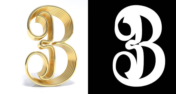 istock Golden number three on white background with drop shadow and alpha channel. 3D illustration 664553080