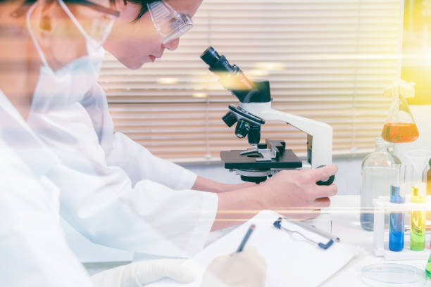 istock (SCIENCE) Scientists are certain activities on experimental science like mixing chemicals, microscope, entry data to develop science medicine or food for everyone on the world, Film effect. 664556448