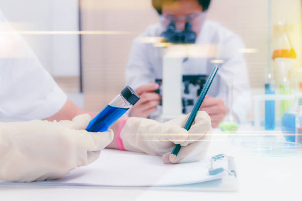 istock (SCIENCE) Scientists are certain activities on experimental science like mixing chemicals, microscope, entry data to develop science medicine or food for everyone on the world, Film effect. 664556488