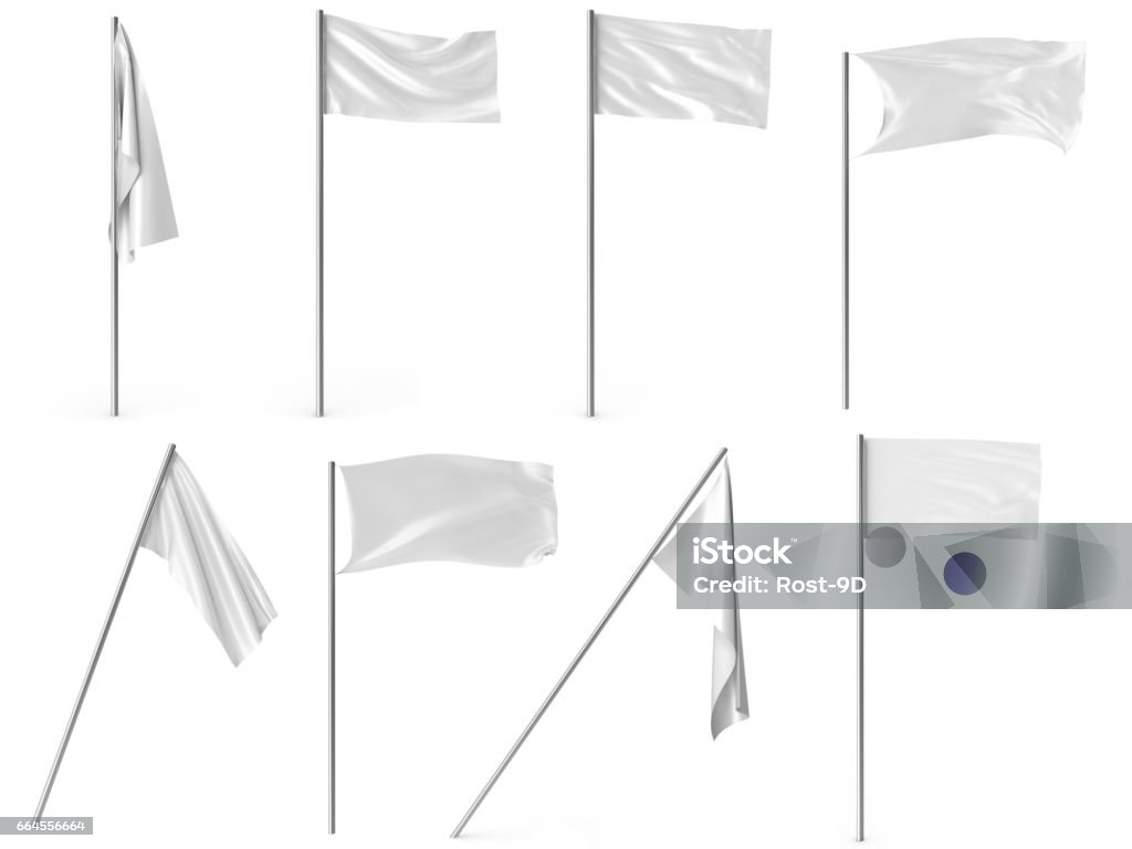 White advertising textile flags and banners set. Advertising flag banner and fabric canvas poster for your design projects. 3d rendering White advertising textile flags and banners set. Advertising flag banner and fabric canvas poster for your design projects, 3d rendering Flag stock illustration