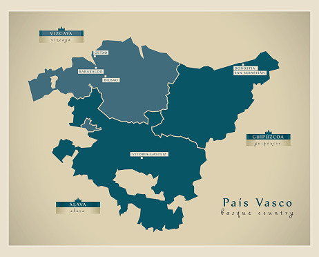 Basque Culturemap Modern Map Basque Country En Stock Illustration - Download Image Now ...
