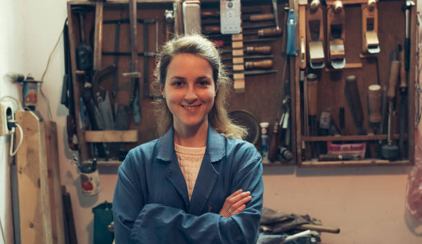 istock Successful carpenter businesswoman 664559630