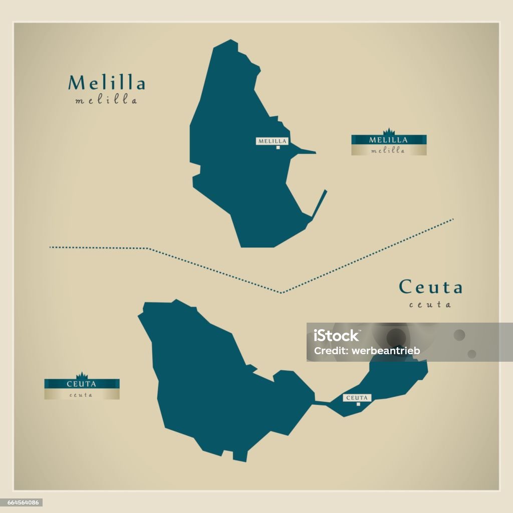 Modern Map - Ceuta & Melilla IN Ceuta stock vector