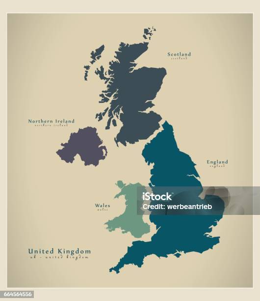 Modern Map United Kingdom Uk Stock Illustration - Download Image Now - Map, Scotland, England