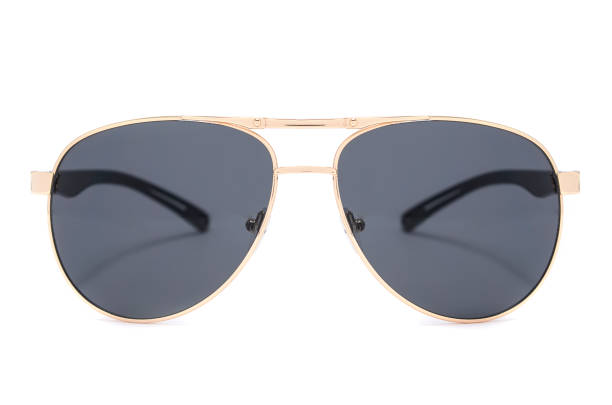 istock Sunglasses with black glass in an iron frame isolated on white 664565718