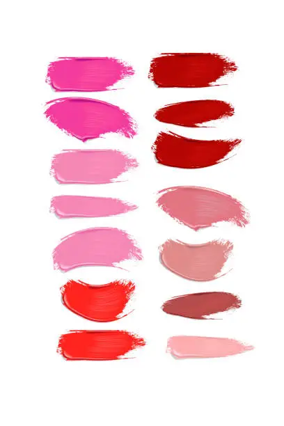 Vector illustration of Collection of lipstick smears on white background