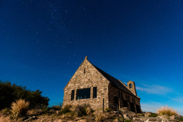 Photo of Beautiful Milky Way Galaxy Rising Above Church Of Good Shepherd, New Zealand.