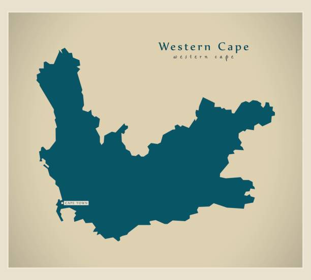 illustrazioni stock, clip art, cartoni animati e icone di tendenza di mappa moderna - western cape za - provincia del capo occidentale