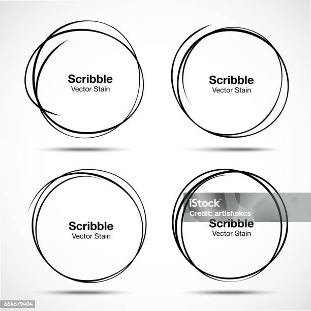 Set Of Vector Hand Drawn Circles Using Sketch Drawing Scribble Circle Lines Doodle Circular Logo Design Elements Stock Illustration - Download Image Now