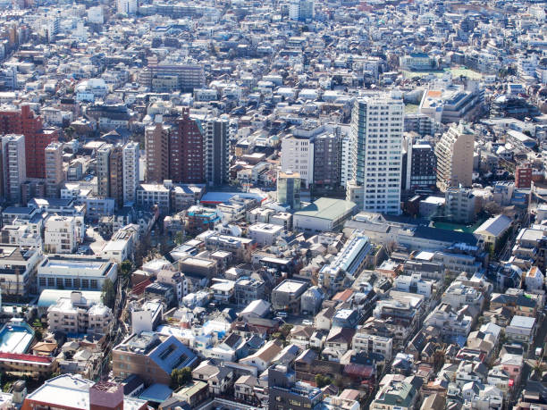 istock Modern cityscape, overlook from skyscraper, tokyo, japan 664581568