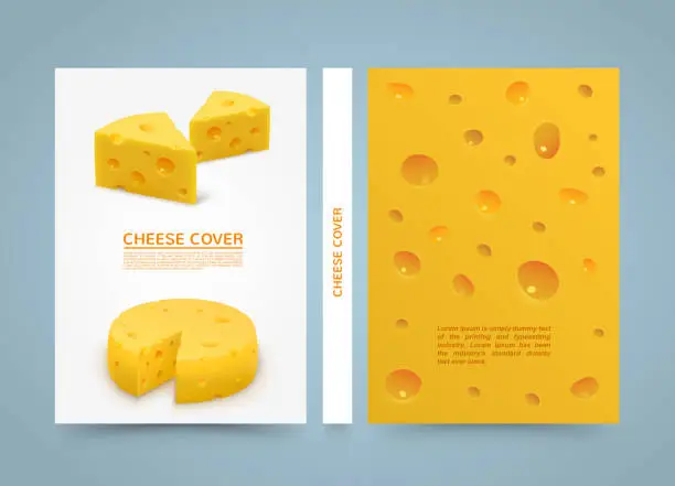 Vector illustration of Flyer cheese banner book. A4 size paper, Template design element, Vector background