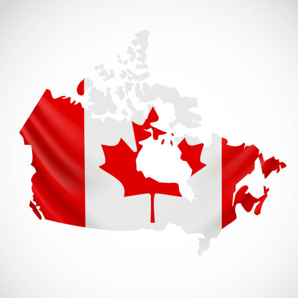 istock Hanging Canada flag in form of map. Canada. National flag concept. 664598934