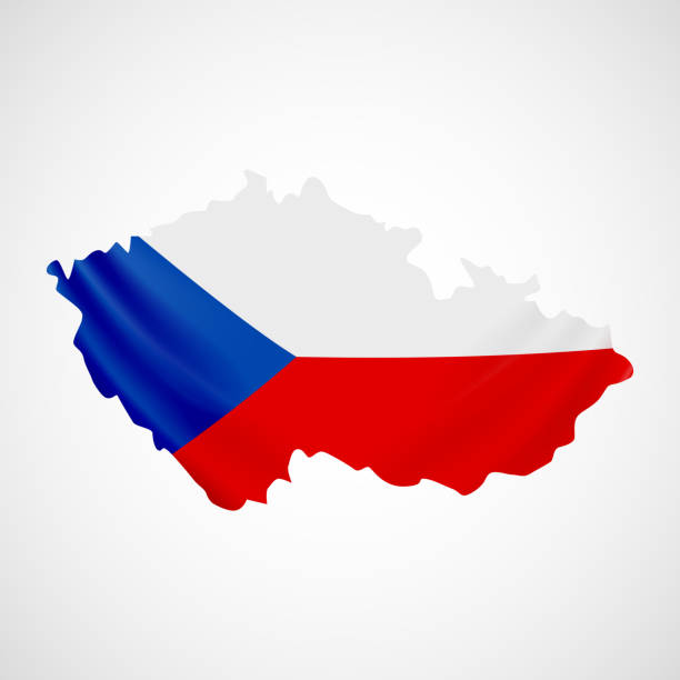 istock Hanging Czech flag in form of map. Czech Republic. National flag concept. 664599064