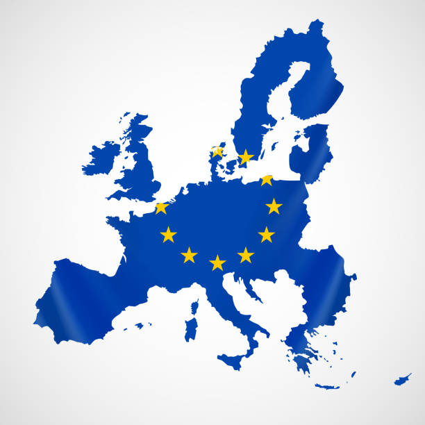 istock Map of European union and EU flag illustration. 664599226