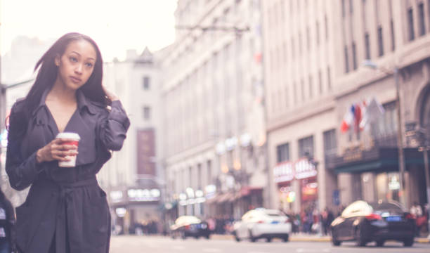 istock Charming black girl on the street 664607404