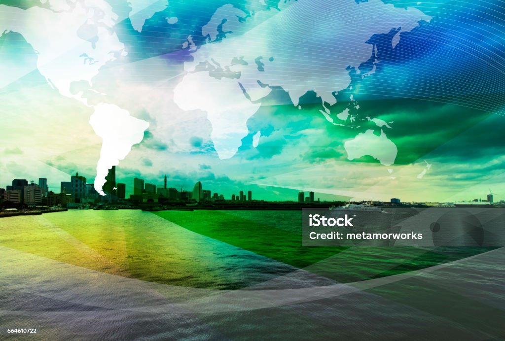 coast city and global business, abstract image visual Freight Transportation Stock Photo