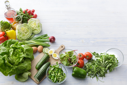 Salads: Ingredients for Salad Still Life