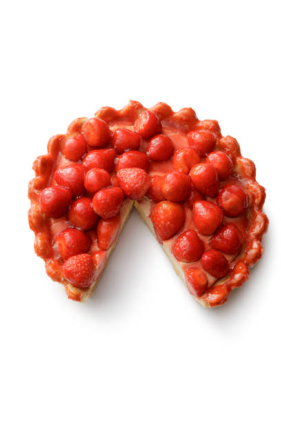 Pastry: Strawberry Pie Isolated on White Background