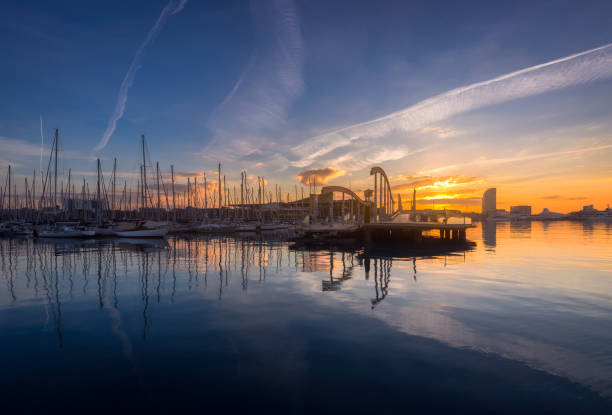 istock Barcelona Port Vell with Sailboat 664622818