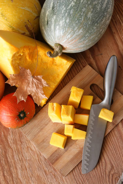 istock pumpkin cut harvest on the table 664622820