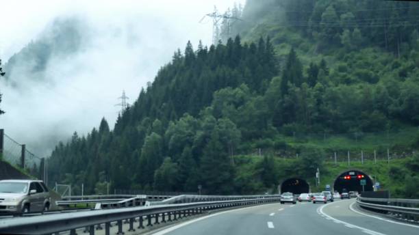 istock Fast driving in St Gotthard tunnel. 2016 Year. 664623384
