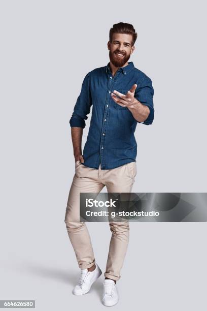 You Are The One I Need Stock Photo - Download Image Now - Men, Pointing, Full Length