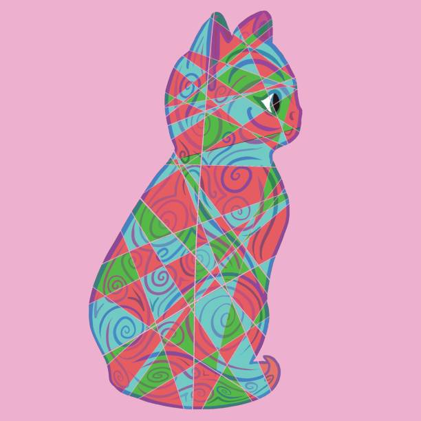 ilustraciones, imágenes clip art, dibujos animados e iconos de stock de ilustración de vector de kitten retazos - gatos patchwork