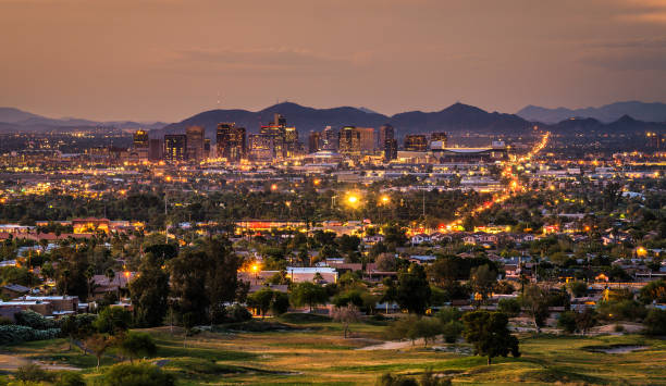 istock Phoenix Arizona skyline at sunset 664638710
