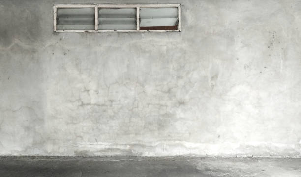 istock Window, Grunge concrete cement wall with crack for texture background 664639052