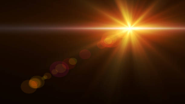 istock Lens Flare light over Black Background. Easy to add overlay or screen filter over Photos 664653876