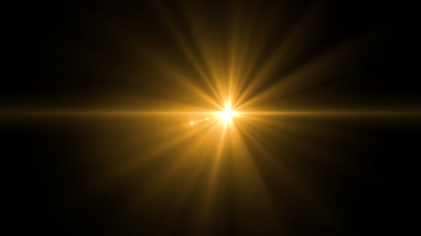 istock Lens Flare light over Black Background. Easy to add overlay or screen filter over Photos 664653916