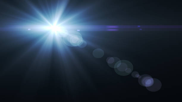 istock Lens Flare light over Black Background. Easy to add overlay or screen filter over Photos 664653980