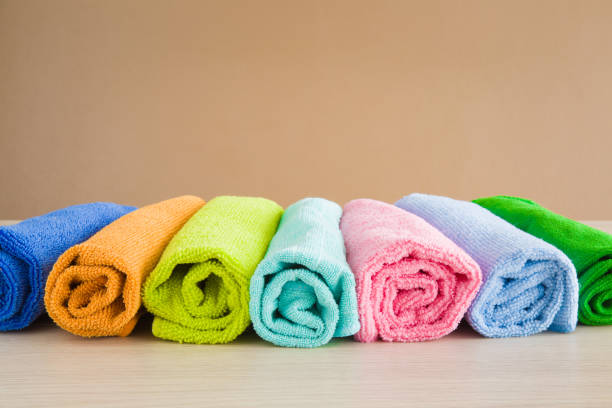 istock Colorful microfiber rags or hand towels. Early spring cleaning. 664657272