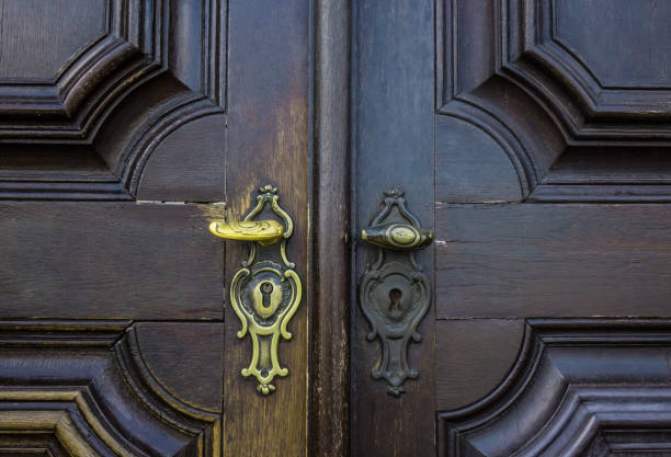 istock The old vintage door handle and keyhole 664657316