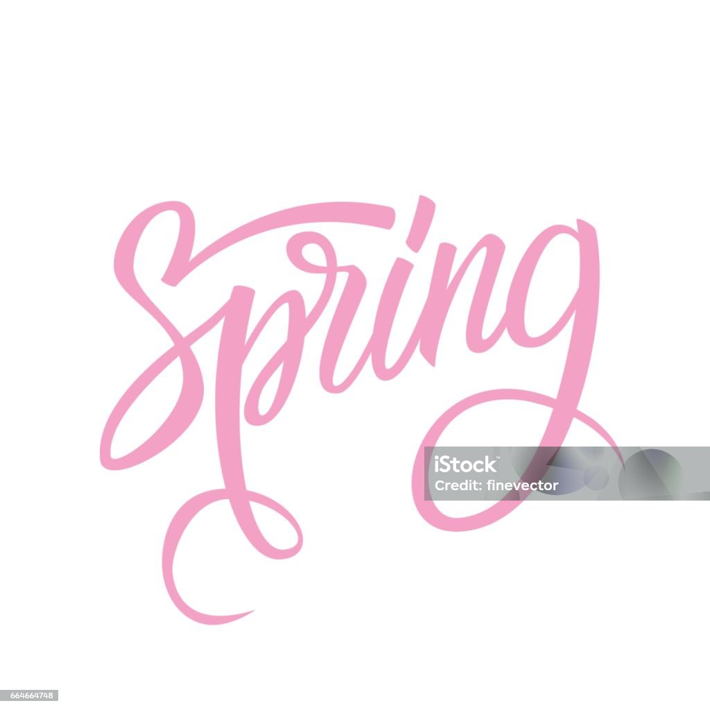 Spring Word Insert Handwritten Word Spring Hand Drawn Lettering Calligraphic Element For ...