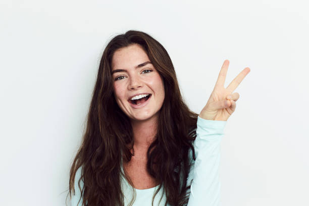 istock Pretty girl for peace 664667960