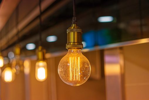 Edison lamps in loft interior