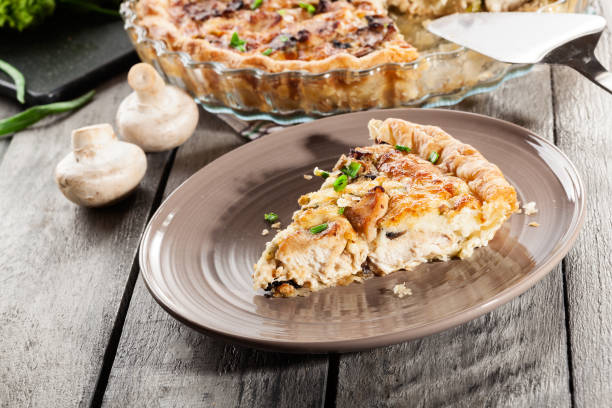 istock Tart with chicken, mushrooms and cheese 664669482