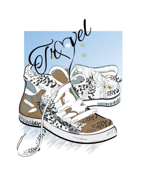 istock Pair of sneakers with laces in the form of heart. 664684012