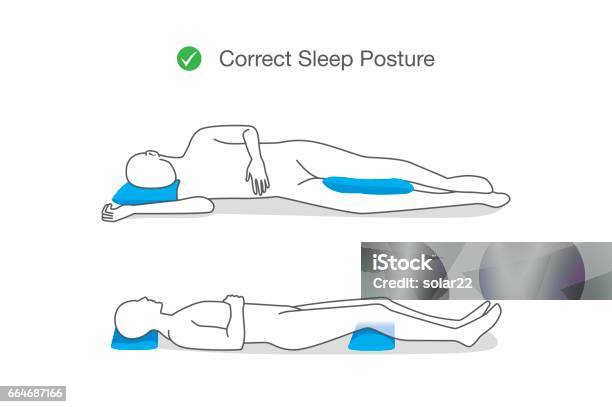 Ilustración de Corrija La Postura Mientras Duerme Para Mantener Su Cuerpo y más Vectores Libres de Derechos de Dormir