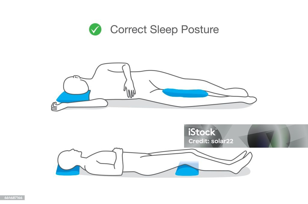Bonne posture tout en dormant pour maintenir votre corps. - clipart vectoriel de Dormir libre de droits
