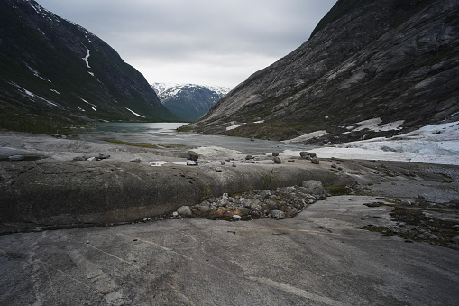 Photo of a glacier valley landscape in Norway.