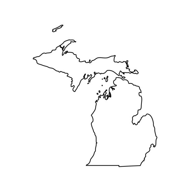 美國密歇根州地圖 - michigan 幅插畫檔、美工圖案、卡通及圖標