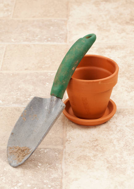 istock Flower Pot and Garden Trowel 664696904