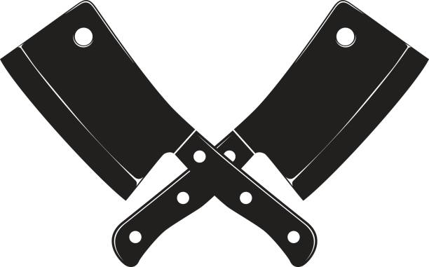 stockillustraties, clipart, cartoons en iconen met gekruiste briefopeners - hakmes